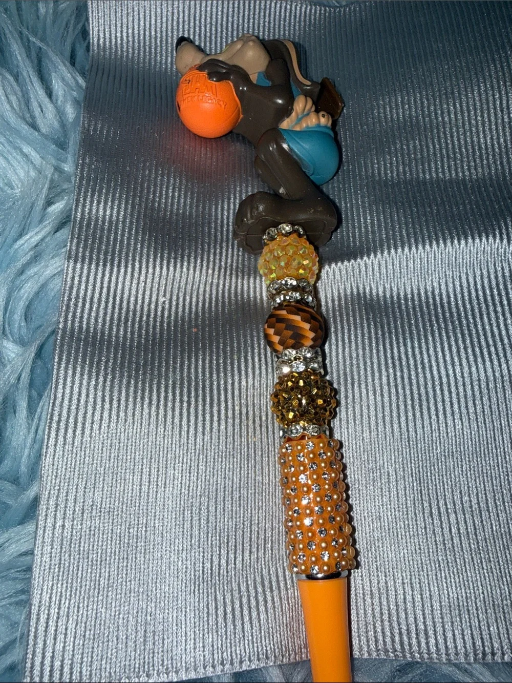 Orange Beaded Cat Charm Pen - Women's Jewelry Accent